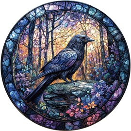 Wooden Puzzles for Adults,Dusk Raven Wooden Puzzles,Unique Shape Advanced Animal Jigsaw Puzzle for Adults and Kids,Challenge Wooden Jigsaw Puzzle.（L-13.4 * 13.4 in 300pcs）
