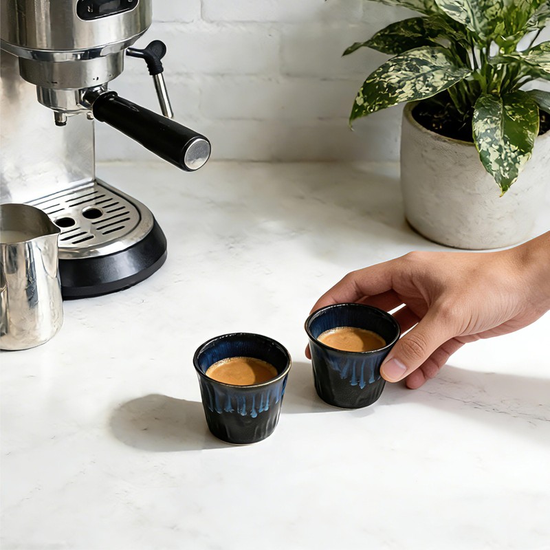 seicasaya 3.5 oz Espresso Cups Set of 2 Ceramic Demitasse