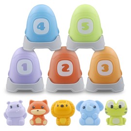 Baby Finger Puppet Set, Baby Toy with Animal Characters and Number Learning Stacking Cups, Multicolour (Aniaml)