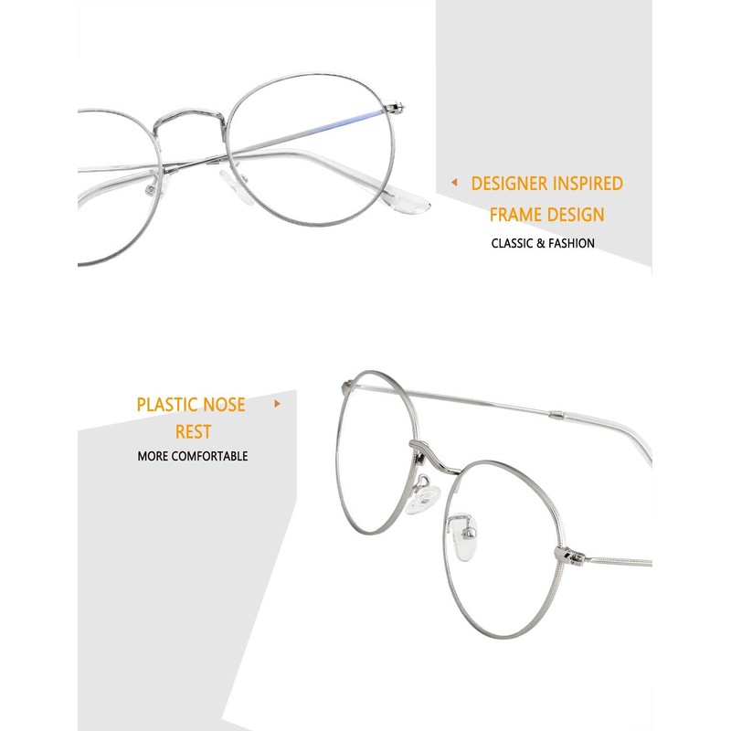 Kursan Round Blue Light Glasses for Women Men Retro Circle