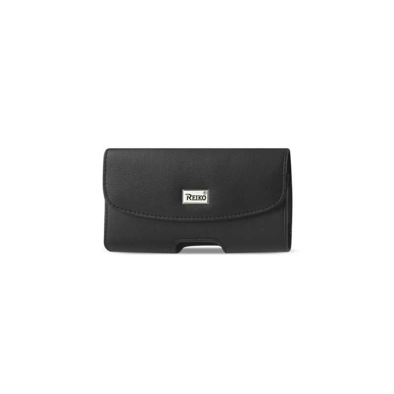 Reiko Wireless Leather Horizontal Phone Pouch with Metal Logo 6.05X3.18X0.67
