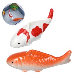 2pcs Ceramic Floating Fish,Fake Aquarium Fish Figurine,Aquarium Floating Goldfish Koi Fish Floatable Figurines Realistic Fish Tank Fish,Tea Pet Decor,Pond Desktop Ornaments