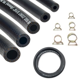 Shineyoo Fuel Line Hose Kit 5FT 5PCS With 25Pcs Clamps, 3/8" 5/16" 1/4" 1/2" 3/16" ID High Performance 300PSI, Push Lock Reinforced Rubber NBR Automotive Fuel Line For Small Engines