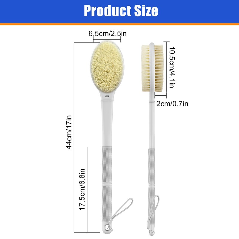 elzle Spazzola Schiena Doccia,44 cm Manico Lungo Spazzola per Corpo,