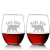 Papa Bear and Mama Bear Stemless 15 oz Wine Glass