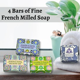 Garden Custom Soap Set - 4 Mini Travel Body Bars 2 oz - Lavender & Jojoba, Cucumber Freesia, Jasmine & Honey and Irish Rose-Enriched with Shea Butter for Intense Hydration - All Skin Types