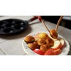 StarBlue 7-Hole Cast Iron Aebleskiver Pan Detachable Wooden Handle, Pre-Seasoned,