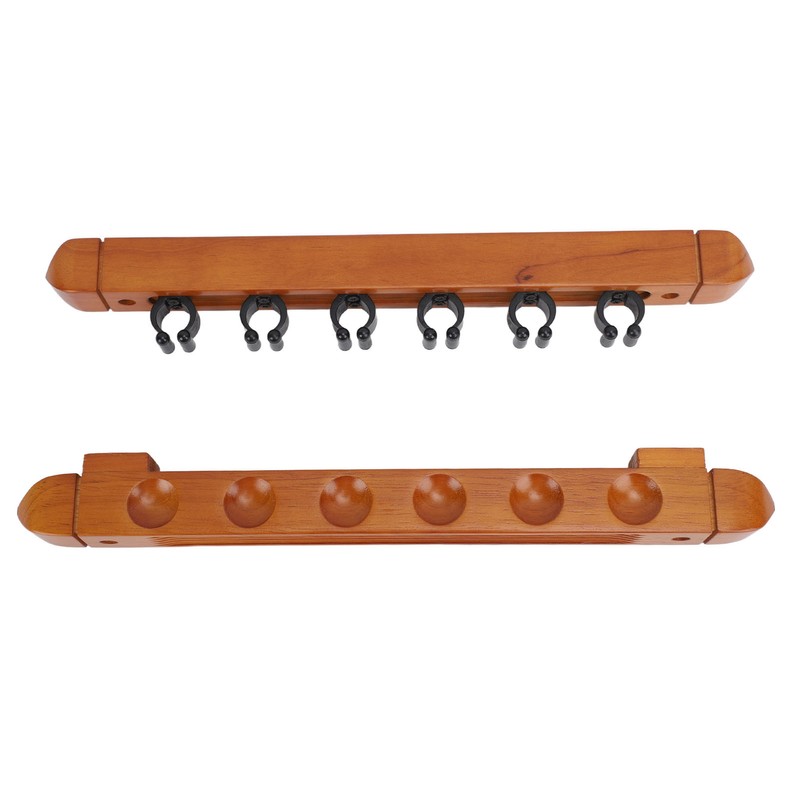 Wall Mounted Billiard Pool Cue Rack 6 Cues Wooden Billiard