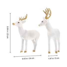 Operitacx Christmas Reindeer Figurines, 2 Pieces Standing Deer Figurines Statues for Christmas Decorations, Living Room, Home (White)