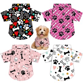 Weewooday 4 Pieces Pet Summer T-Shirts Hawaii Style Floral Pet Dog Shirt Breathable Cool Clothes Beach Seaside Puppy Sweatshirt for Small Puppy(Bright Style,L)