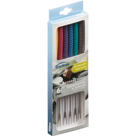 Trudeau Meat Forks with Silicone Handles Fondue Set, Standard, Multicolored