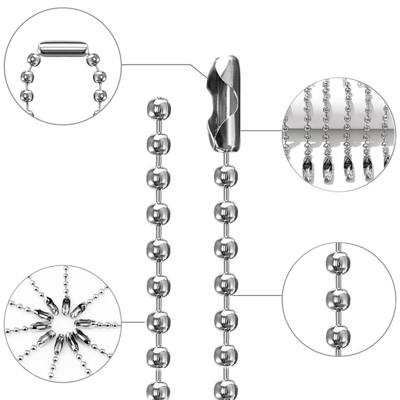 TRKETK 5 Metre Ball Bead Chain, Silver Metal Bead Chain,