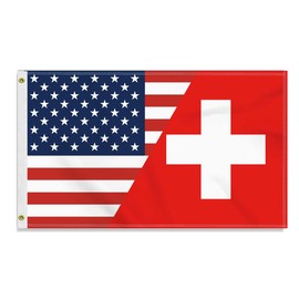 3×5 FT Swiss USA Friendship Flag, Large 150D America SWITZERLAND Outdoor Banner,Double Side Printing American Decor For Patio Garden With Brass Gromment