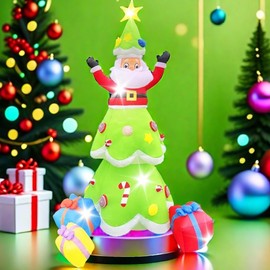 7FT Inflatable Christmas Tree Outdoor Christmas Tree, Gift Box, Candy, Christmas Stockings, Santa Claus, Christmas Tree Inflatable, Built-in LED Lights, Suitable for Yard, Lawn Decoration.