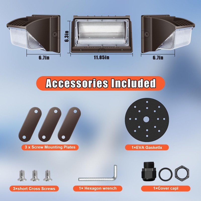 Juyace 150W LED Wall Pack Light with Dusk to Dawn