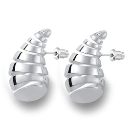 HEEYA Earrings Dupes, 18K Gold/Silver Chunky Earrings for Women, Thick Hoop Earrings for Women, Lightweight Hollow Open Hoops, Hypoallergenic 585 Gold-Plated Teardrop Earrings Fashion Jewellery Gift