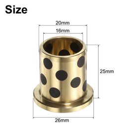 QUARKZMAN Pack of 4 Flange Sleeve Bearings 16 mm Bore x 20 mm Outer Diameter x 25 mm Height, Wrapped Oil-Free Flange Bushings Brass Graphite, Oil-Free Lubricating Cast Brass Bearing