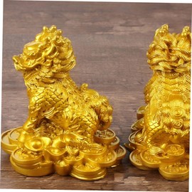 Tofficu 2pcs Kirin Statue Feng Shui Fengshui Animal Figurine Chinese Fengshui Figurine Wealth Prosperity Statue Sculpture Kylin Statue Pi Yao Figurine Figurines Car Office Resin Antique