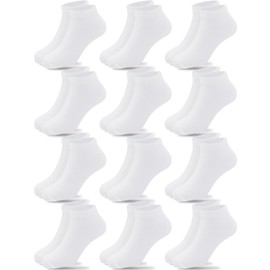 Duufin 12 Pairs Kids Athletic Ankle Socks Boys Girls Kids White Ankle Socks 4-6 Years Toddler Low Cut Half Cushion Kids Ankle Socks, 4-6X