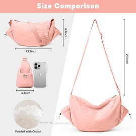 KALIDI Upgrade Crescent Cross body Bag for Women Sling Bag with Pockets Nylon Dumpling Bag Women hobos & shoulder bags Chest Bag for Daily Use
