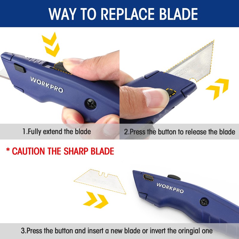 WORKPRO Premium Utility Knife, Retractable All Metal Heavy Duty Box