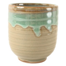 Mino ware Japanese Pottery Yunomi Chawan Chubby Tea Cup 10.5oz made in Japan (Japan Import) MMY005 (Moss Green)