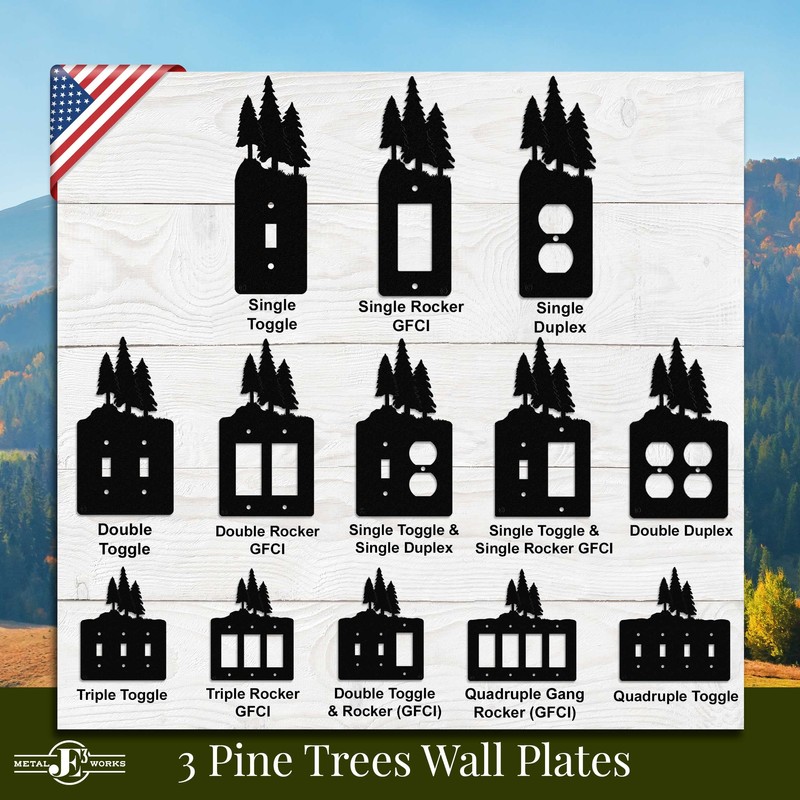 3 Pine Trees Double Duplex Power Outlet Wall Plate (Double