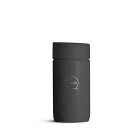 JOCO Cups - 12 oz Insulated Active Flask - Post Consumer Recycled Stainless Steel Thermos - Silicone Lid Straw Integration (Ultra Black)