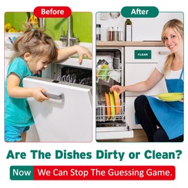 Dishwasher Magnet Clean Dirty Sign, Premium PU Non-Scratch Clean Dirty Magnet for Dishwasher Washing Machine, Foldable Flip Dirty Clean Dishwasher Magnet