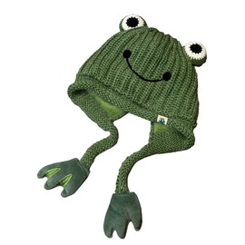 Obosoyo Womens Cute Frog Hat Crochet Knitted Hat Big Eye Frog Knitted Winter Ear Protective Beanie Hats Knitted Caps Outdoors Autumn Green