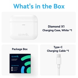Cearvol Diamond X1 Replacement Charging Case - Portable Charger Accessory for OTC Hearing Aids | 24 Extra Hours | Quick Charge | Available in Black & White (White(Charging Case Only))