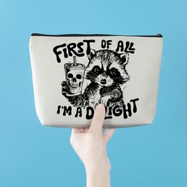 Funny Raccoon Makeup Bag Sarcastic Animal Humor Cosmetic Bag Raccoon Stuff Raccoon Gifts Funny Gifts for Women Raccoon Lovers Friends Coworkers Sisters Christmas Birthday Gifts Travel Toiletry Bag