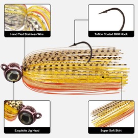 TRUSCEND Swinging Jigs Fishing Lures with Teflon Coated Ultra Smooth Sharp BKK Hook, Multi-Color Skirted Bass Swim Jigs Tied with Stainless Wire, Weedless Bass Baits Fishing Jigs Easily Used 3/8oz