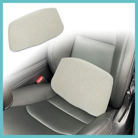BestEvMod Car Seat Cushion Lumbar Support Pillow for Car l,Memory Foam Linen Material Lumbar Cushion Relieve Back Fatigue Fit for Most Car (Creamy-White)