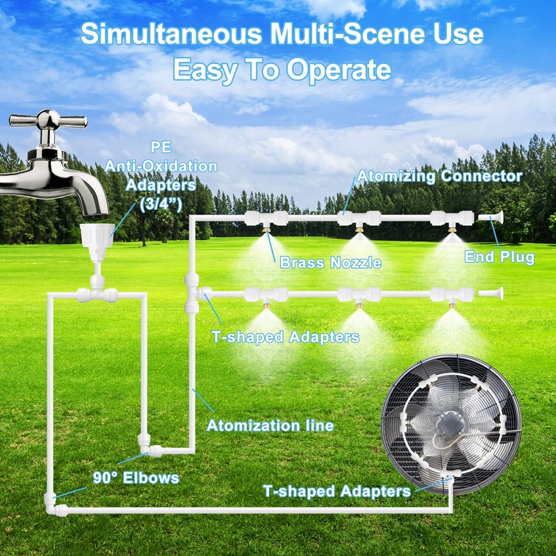 Misting Systems White, Outside Patio Misters, 100FT Misting Cooling System+30