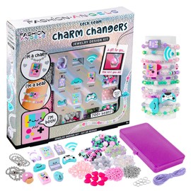 Fashion Angels Charm Changers Tech Team Jewelry Design Kit, Includes Adorable Tech Charms & Over 700 Beads, Custom Jewelry & Fun Craft Activity for Kids