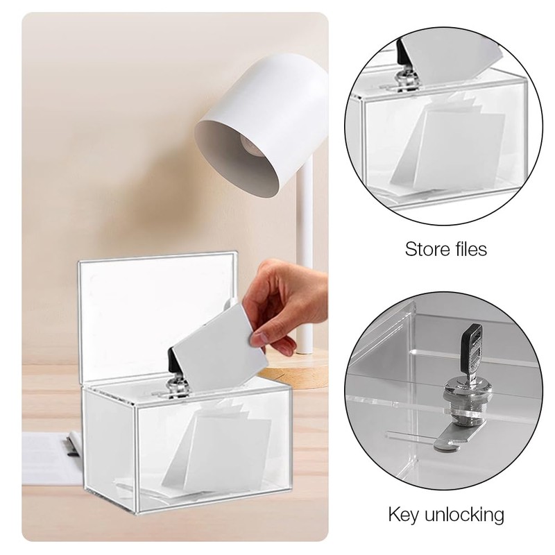 Mineup Acrylic Donation Box Lockable, Lockable Donation Box with Lock,