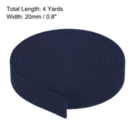 MECCANIXITY Twill Wide Elastic Band Double-Side 0.8 Inch Flat 4 Yard Woven Elastic Band Knit Elastic Spool Heavy Stretch Strap Navy Blue for Sewing, Waistband