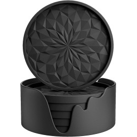 ME.FAN Silicone Coasters with Holder,[6 Pack] Drinking Coasters - Cup Mat for Hot