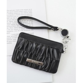 Alto Rose Pass Case, Commuter Passcase, IC Card, Lanyard Included, Reel Included, Dot Pattern, Polka Dots, Studs, Black