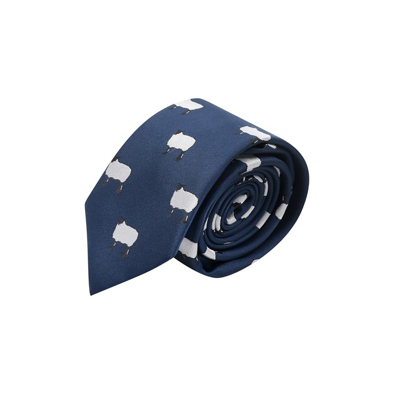 King & Priory Navy Blue Embroidered Sheep Tie
