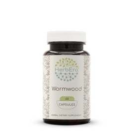 HerbEra Wormwood 60 Capsules, 400 mg, Wormwood (Artemisia Absinthium) Dried Herb (60 Capsules)