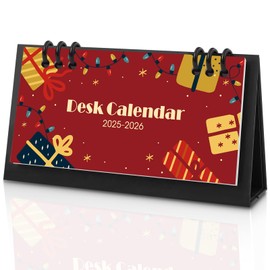 Zuozee Small Desk Calendar 2025-2026, Festival Monthly Desktop Calendar - Runs From January 2025 to December 2026, Mini Standing Flip Calendar, School Home Office Supplies, 6.3" x 3.1"