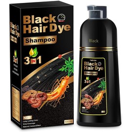 Hair Dye Shampoo 3 in 1 with Herbal Ingredients for Gray Coverage Natural Color Care for Women and Men All Hair Types Plant Black Haircare Gift Nourishing - Colour: Dark Brown