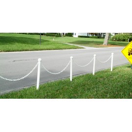 Mr. Chain Heavy Duty Plastic Barrier Chain, White, 2-Inch Link Diameter, 50-Foot Length (51001-50)