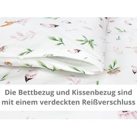 TupTam Baby Crib Pram Bedding Set Duvet Pillow - 4 pieces, Clearing/Deer, 80x80 cm