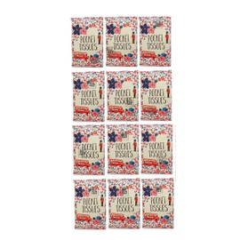 Floral Pocket Tissues 'I Love London' with 12 tissues in Each Wallet - 12 Packets in Total- Travel Size Tissues