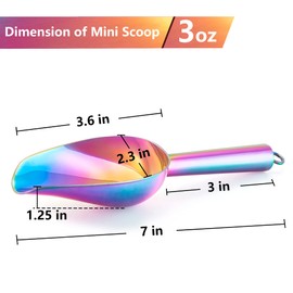 TeamFar Mini Scoop Set of 2, 3 Oz Stainless Steel Small Scoop, Colorful Canister Candy Utility Scoops Versatile for Kitchen Dispenser Buffet Jars, Healthy & Rust Free, Mirror Finish & Dishwasher Safe