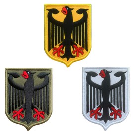 Pack of 3 Eagle Shield Germany Flag Patch Sew-On Removable with Embroidery Closure Applique Tactical Military Patch for Jacket Vest Clothing Backpacks Baseball Cap Bags