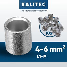 Pack of 10 Kalitec L1-P parallel connectors, 4-6 mm², uninsulated, crimp connector, blank, cable connector, industrial quality from the German dealer